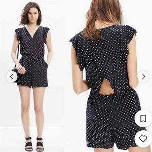 Madewell Petalplay Black Polka dot Playsuit-romper SZ M Never worn NWOT